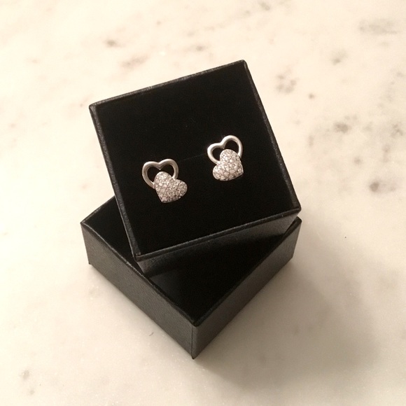 Sterling Silver Cz Heart Earrings - Picture 10 of 16